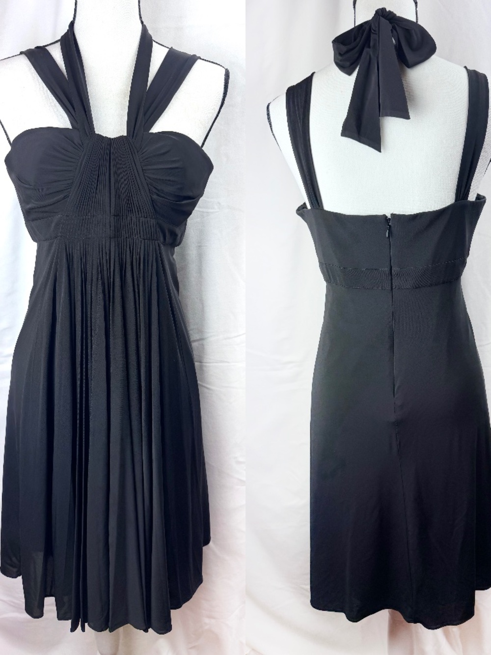 BCBGMAXAZRIA Black Cocktail Dress w/Halter Neck - Size M (A214)
